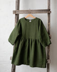 Forest Green Tea Linen Dress