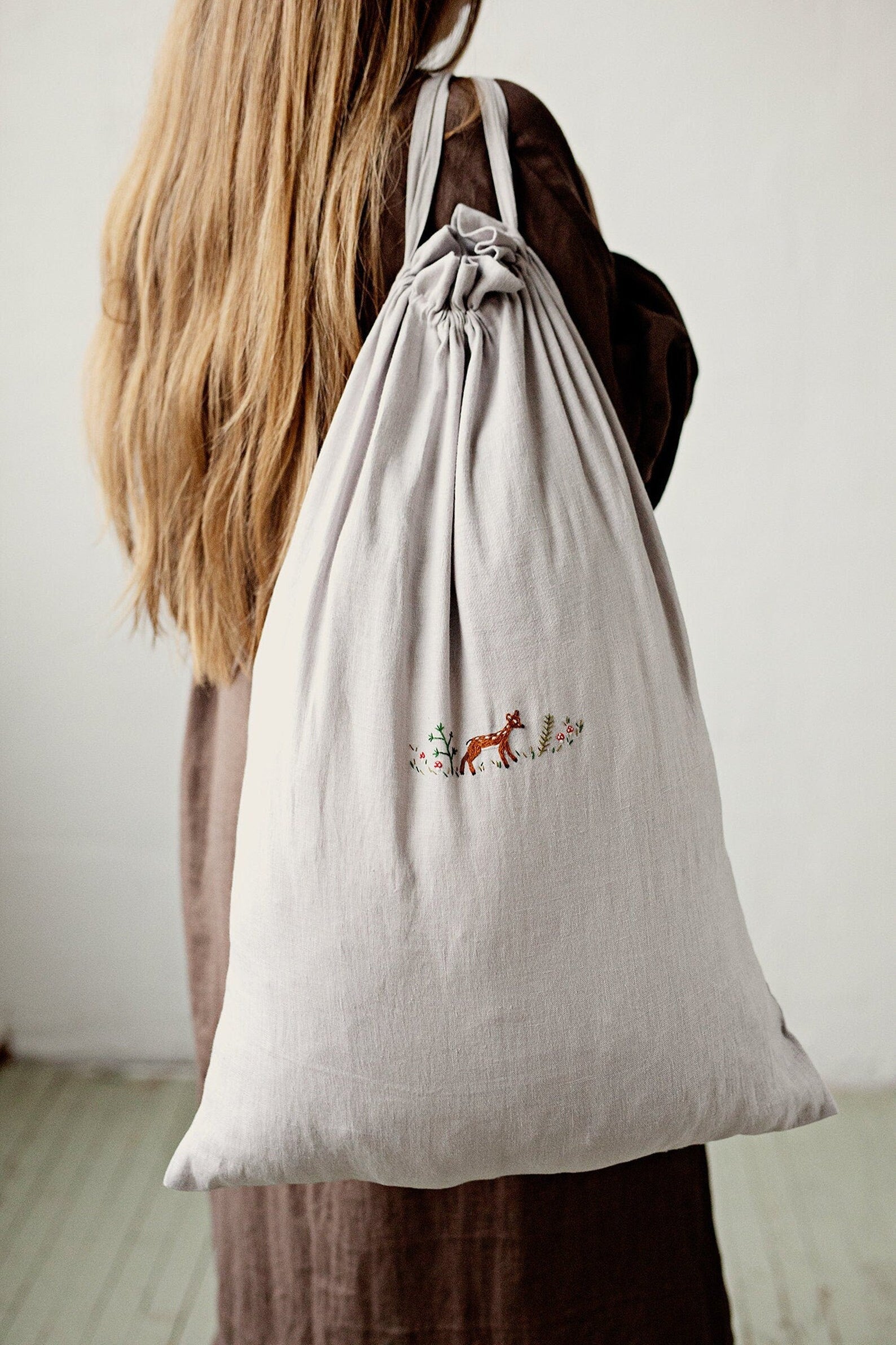Fawn in the Forest Pouch Linen Bag