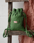 Pig and Flower Linen Backpack