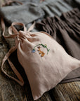Rabbit and Flower Crossbody Linen Bag with Handles