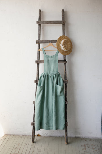 Mint Long Cross Back Pinafore