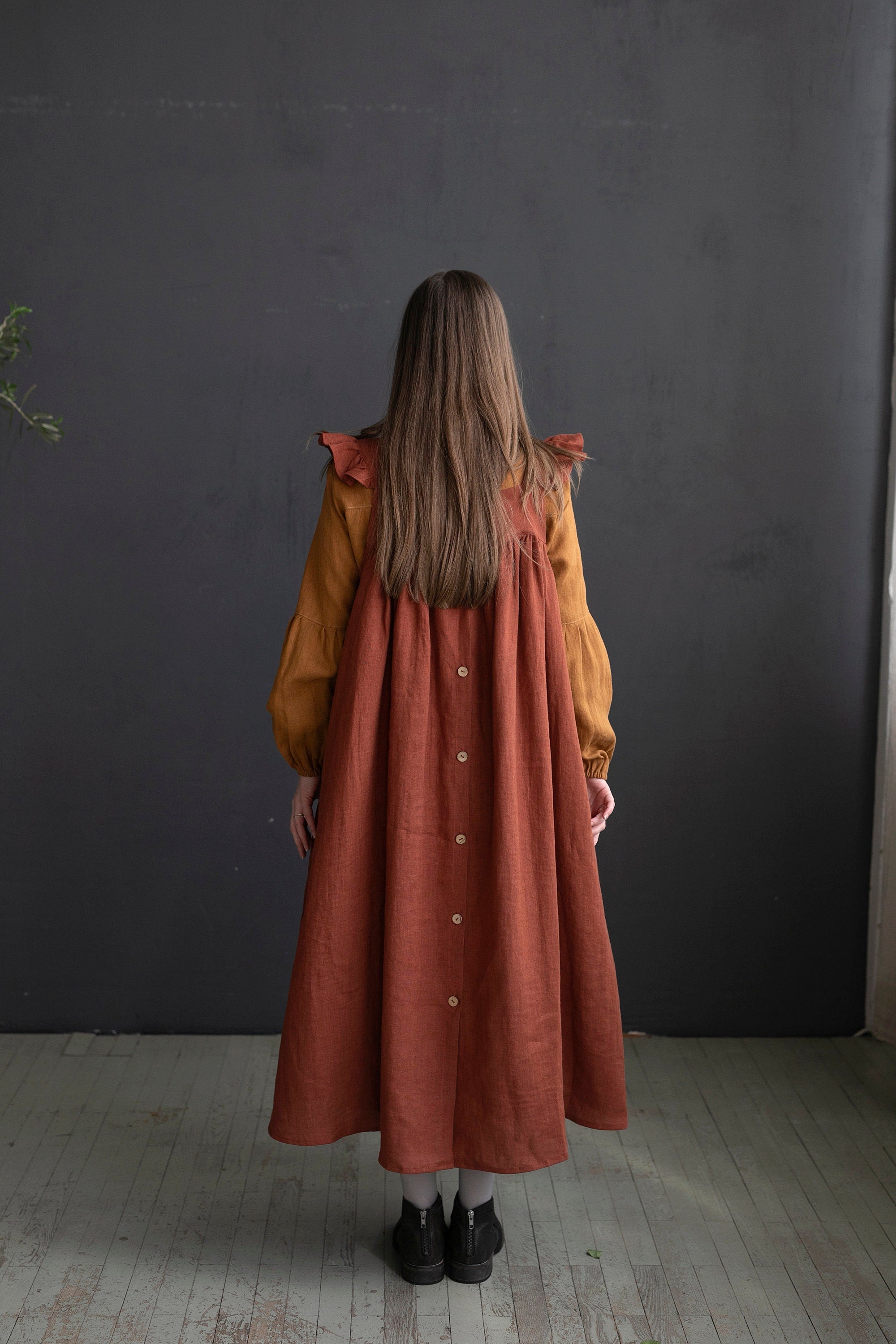 Rust Prairie Linen Dress – allthebeautifullinen