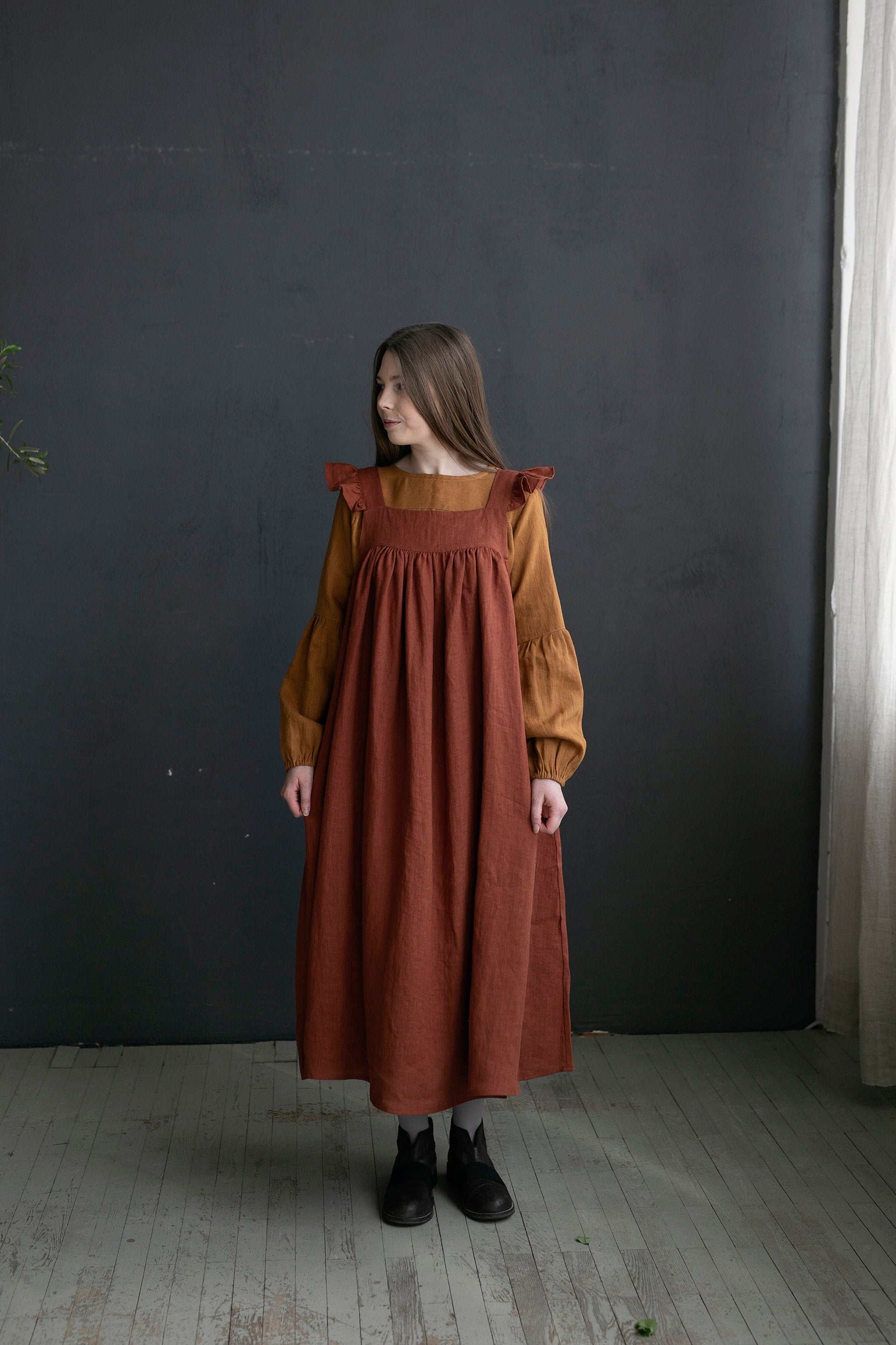 Rust Prairie Linen Dress