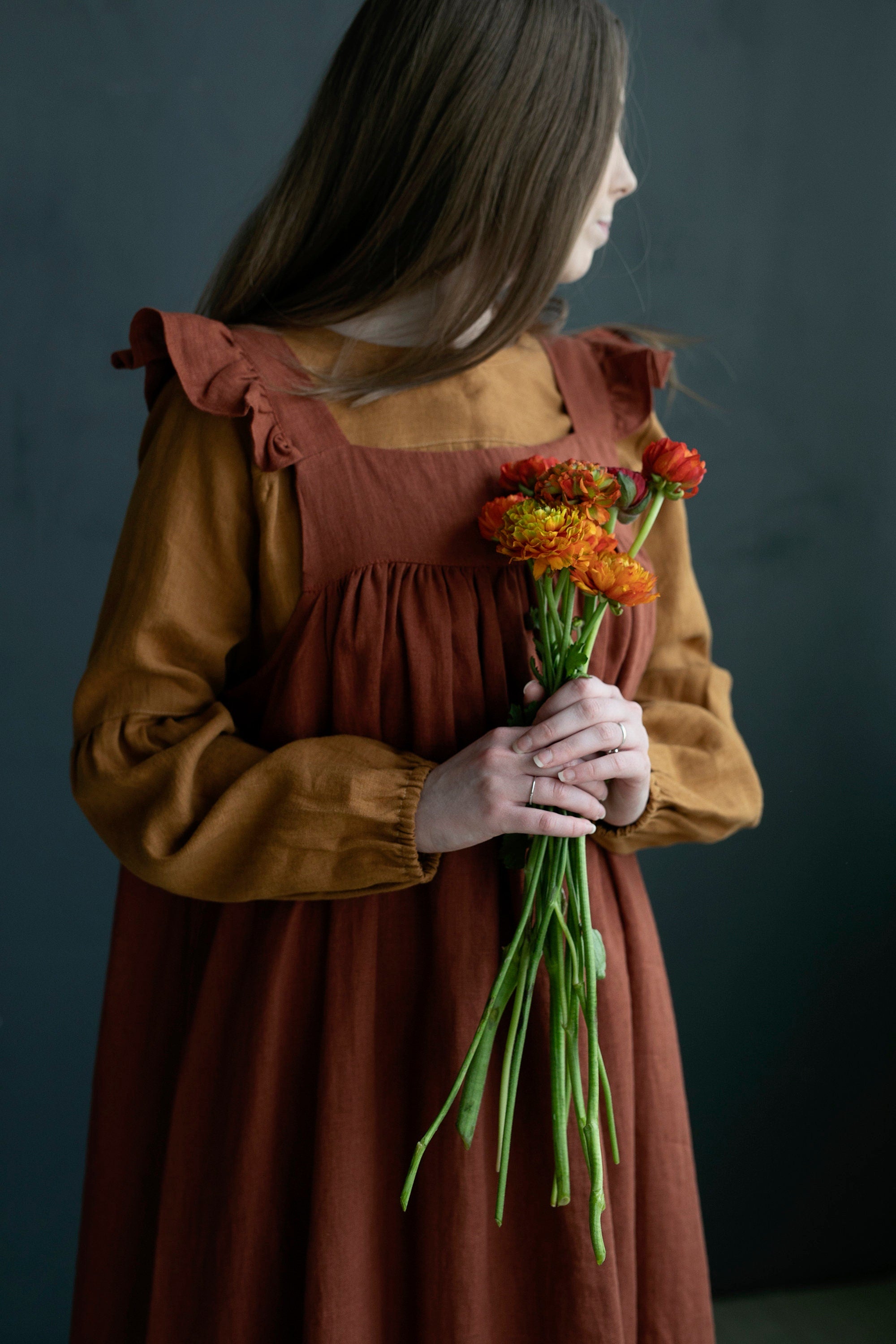 Rust Prairie Linen Dress – allthebeautifullinen