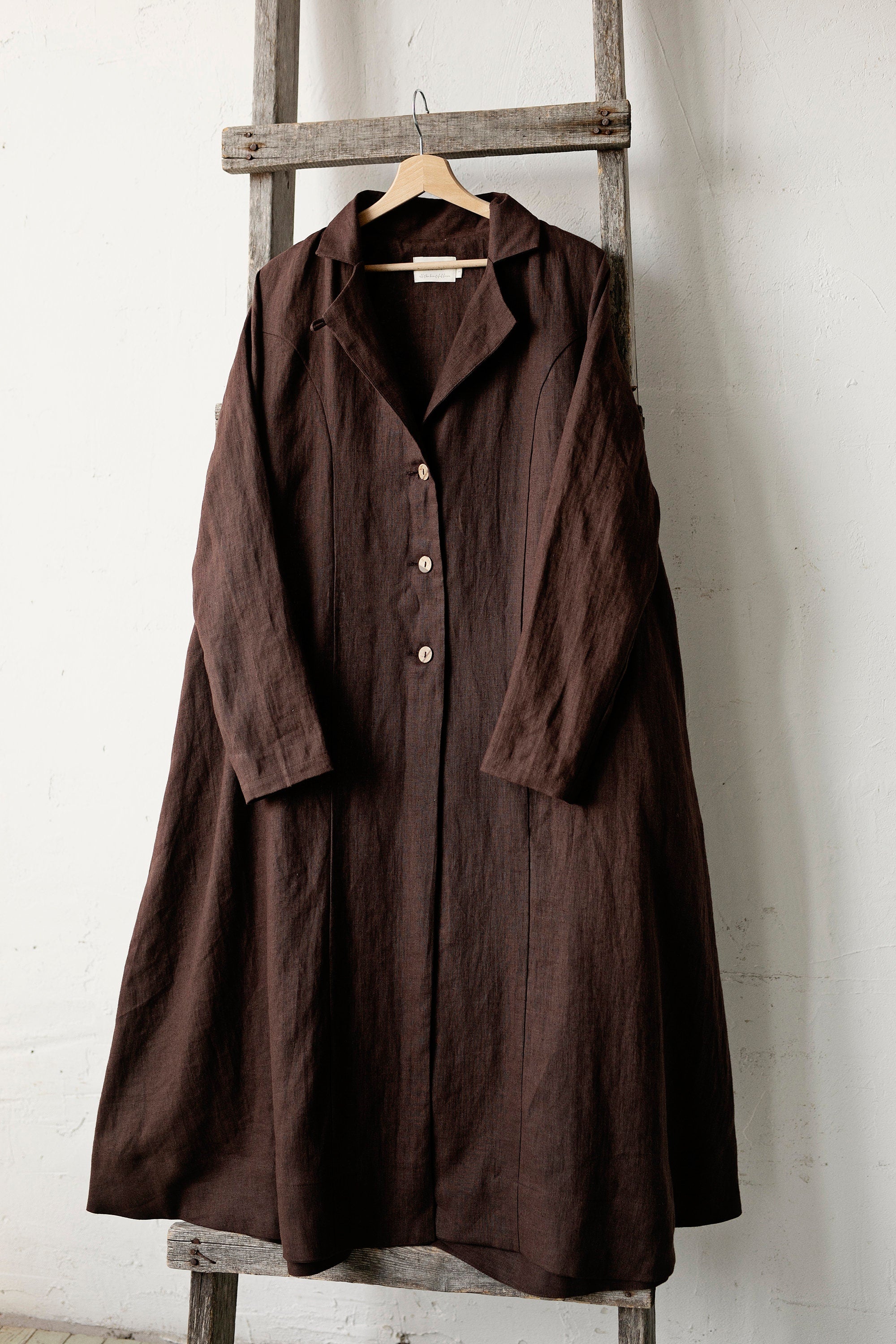 Chocolate Emma Linen Coat