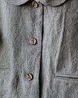 B&W Stripe Peter Pan Linen Collar Linen Jacket