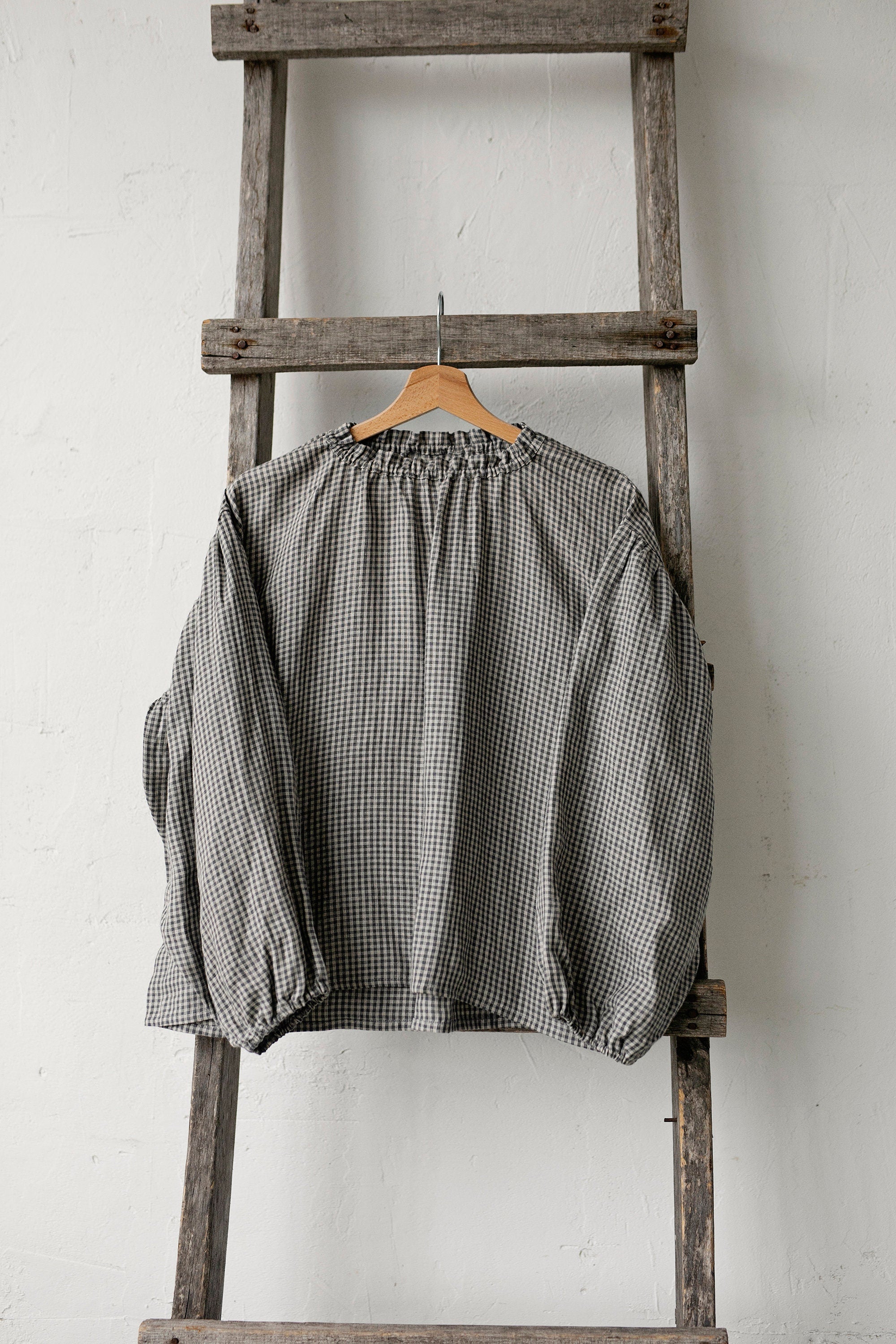 Grey Gingham Tokyo Linen Blouse