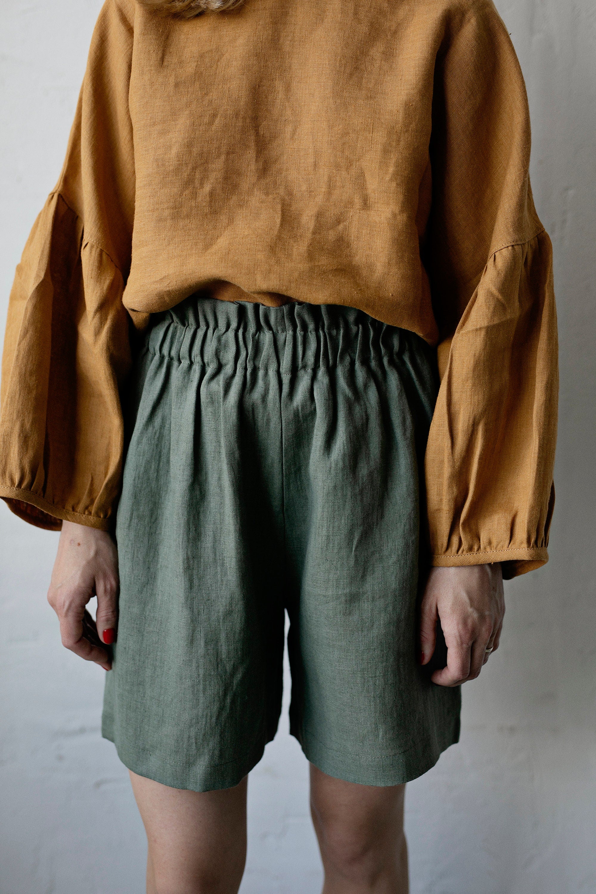 Sage Linen Shorts