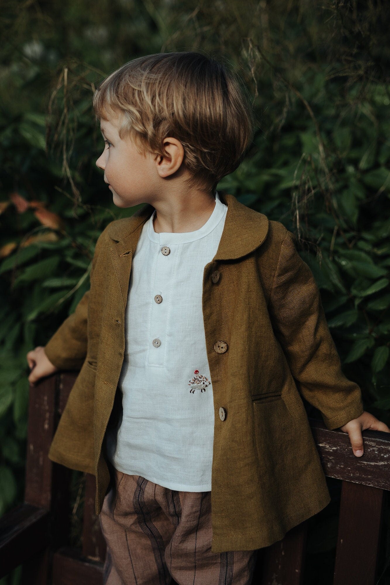 Amber Peter Pan Linen Collar Linen Jacket