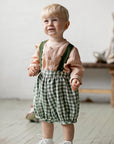 Farm & Forest Green Autumn Linen Shorts with Suspenders