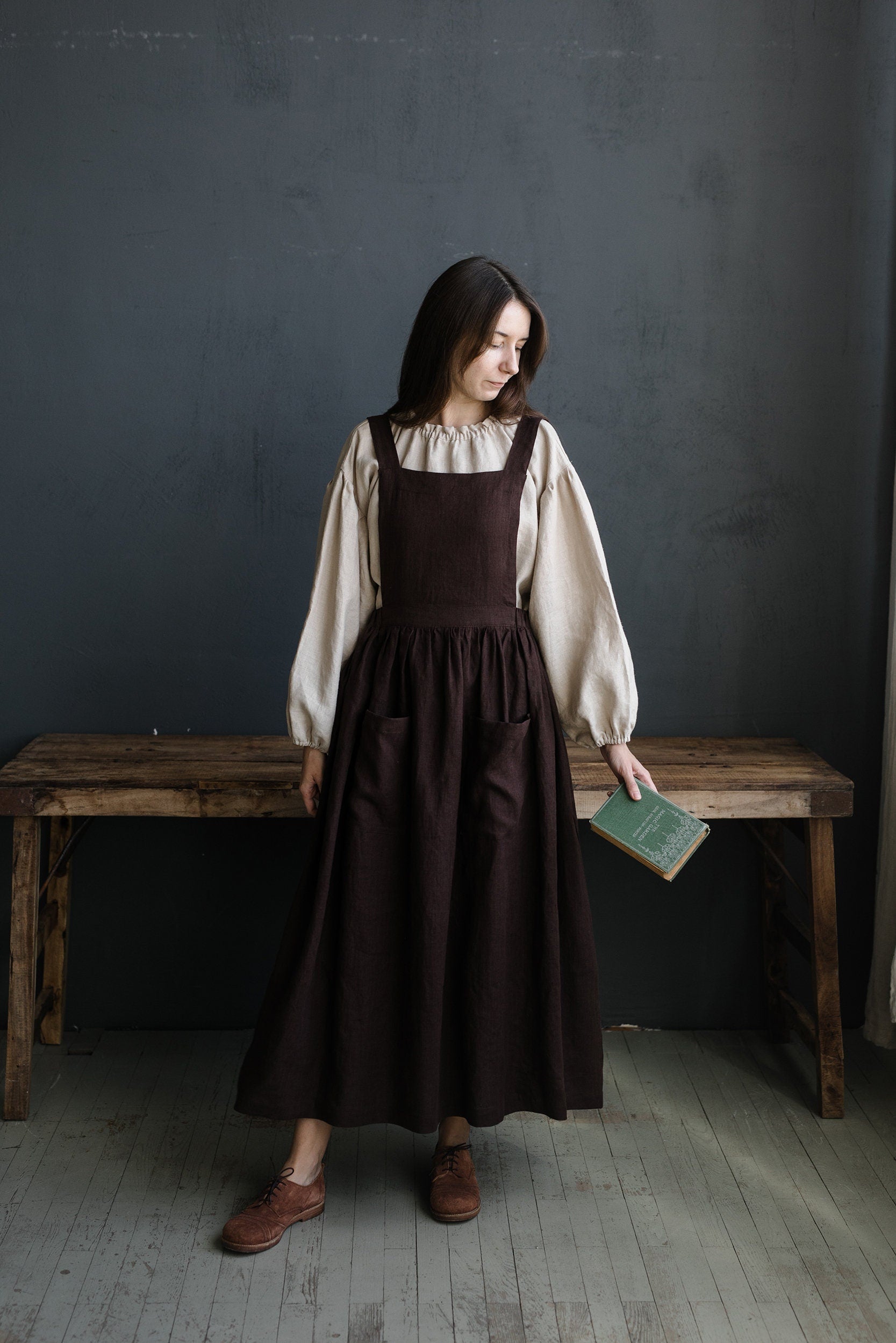Chocolate Cottage Linen Dress allthebeautifullinen Chocolate Cottage Linen Dress allthebeautifullinen