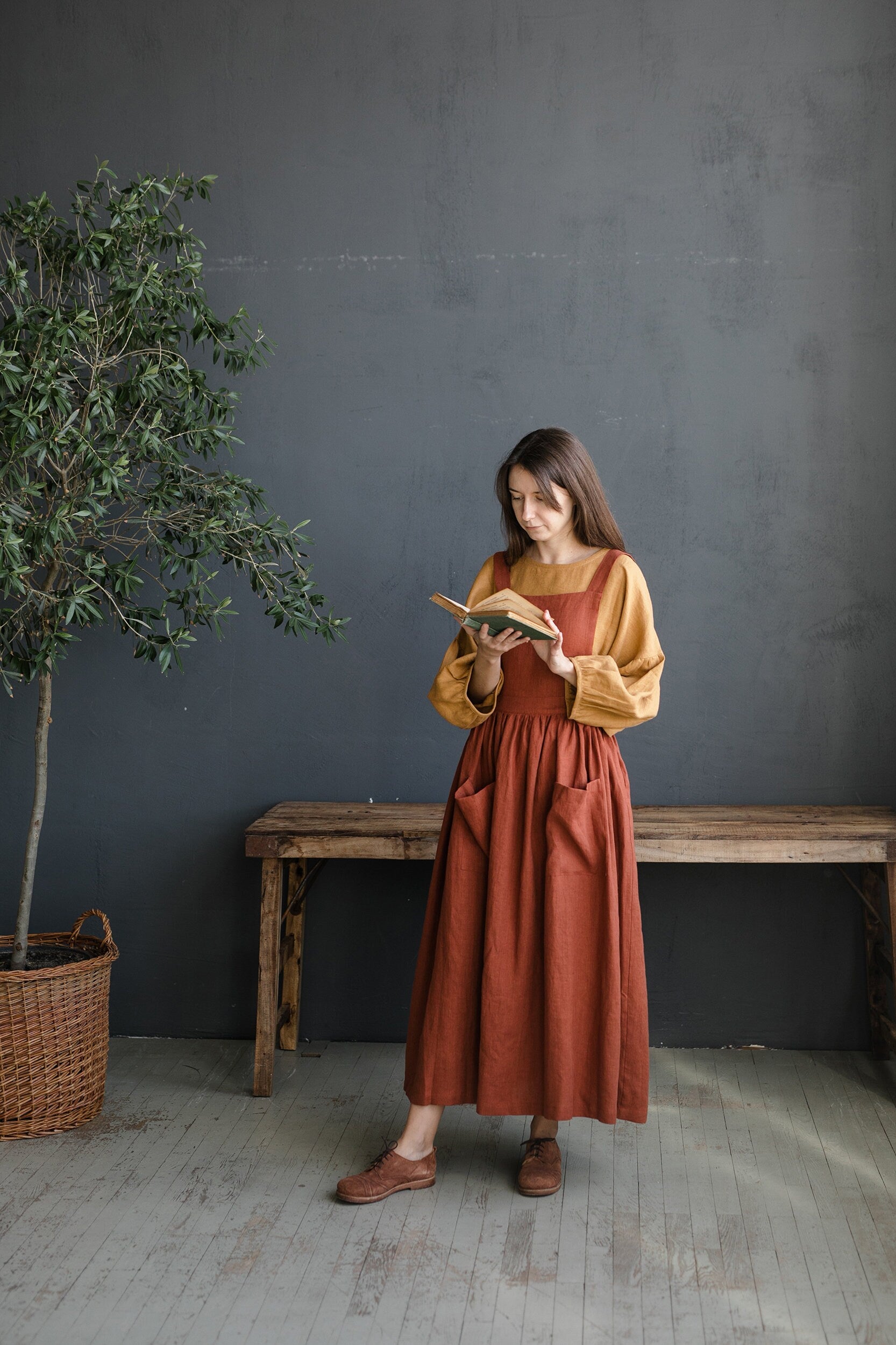 Rust Cottage Linen Dress – allthebeautifullinen