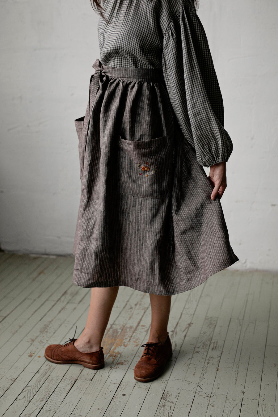 Brown Stripe Apron Skirt