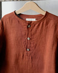 Rust Long Sleeve Button Linen Shirt