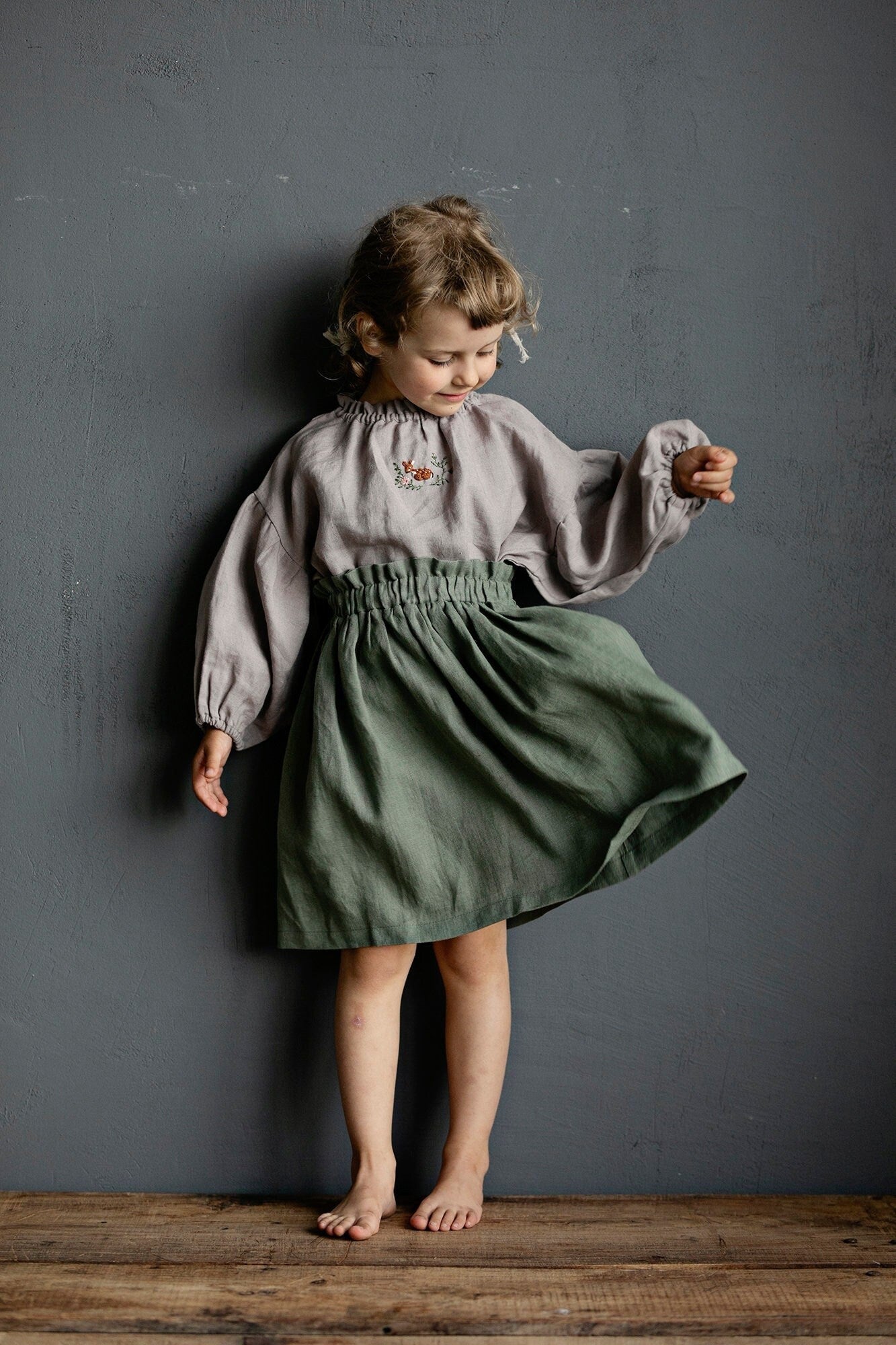 Sage Midi Linen Skirt
