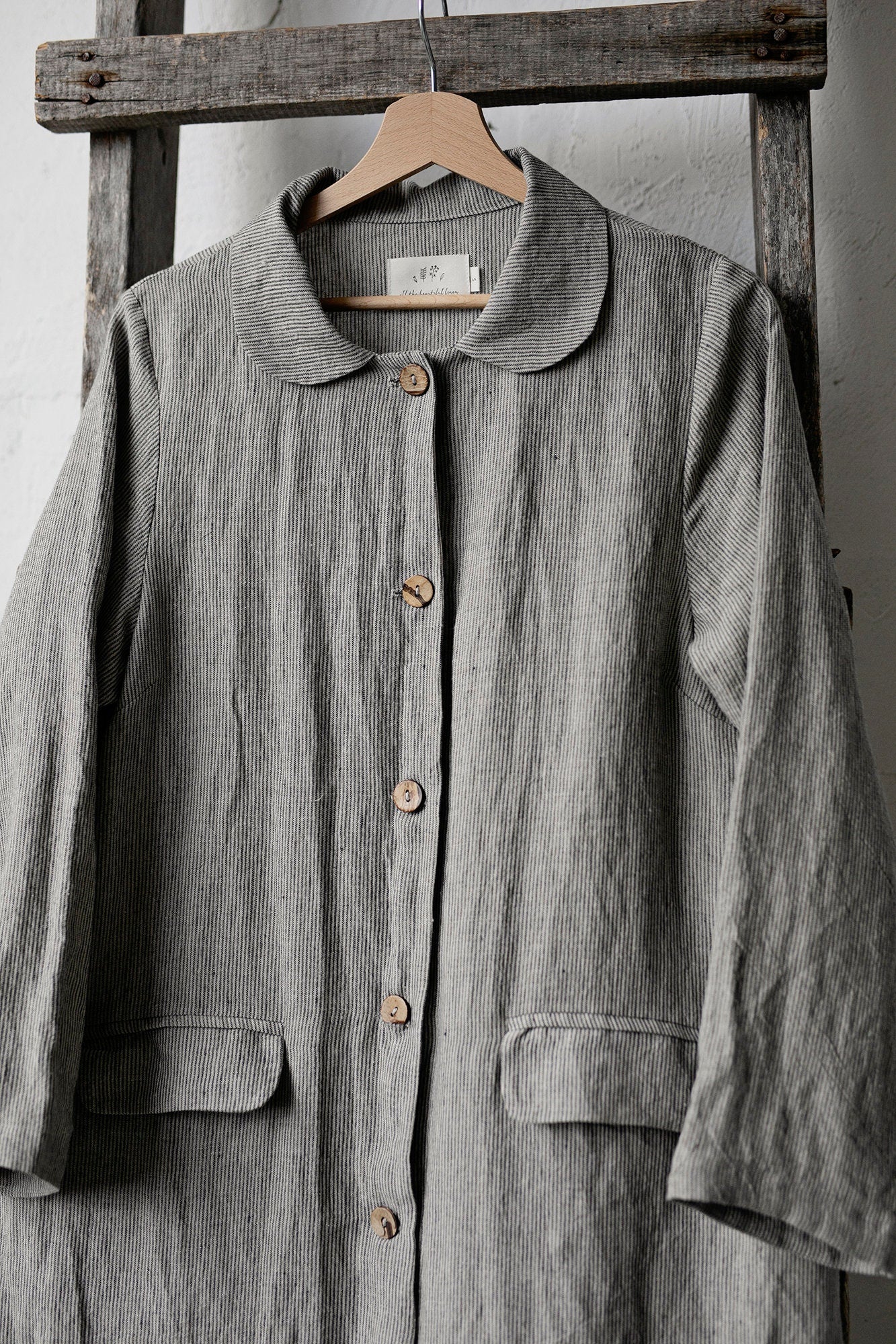 B&amp;W Stripe Classic Linen Coat