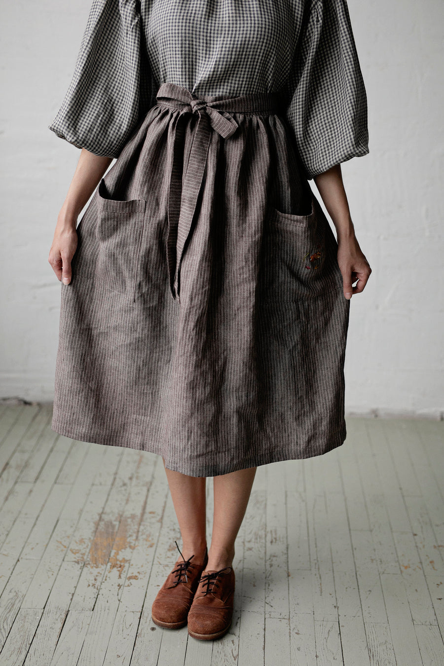 Brown Stripe Apron Skirt