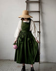Forest Green Cottage Linen Dress