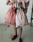 Sitting Rabbit Crossbody Linen Bag with Handles