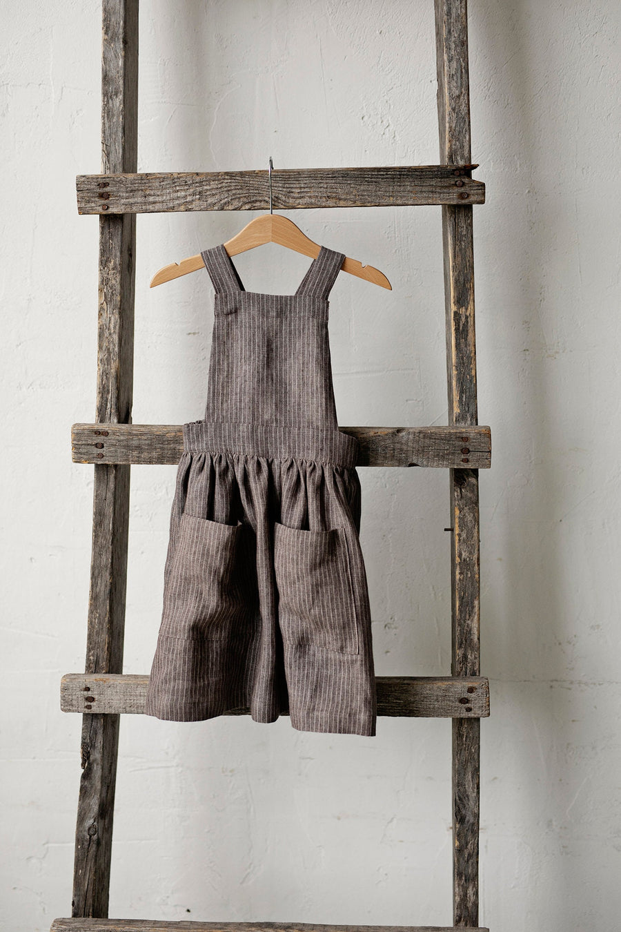 Brown Stripe Cross Back Pinafore