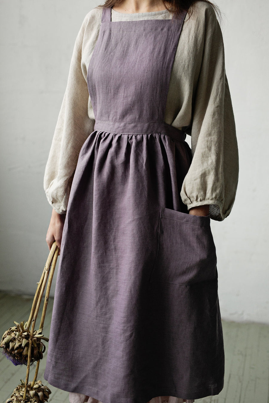 Mauve Midi Cross Back Pinafore