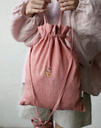 Sitting Rabbit Crossbody Linen Bag with Handles