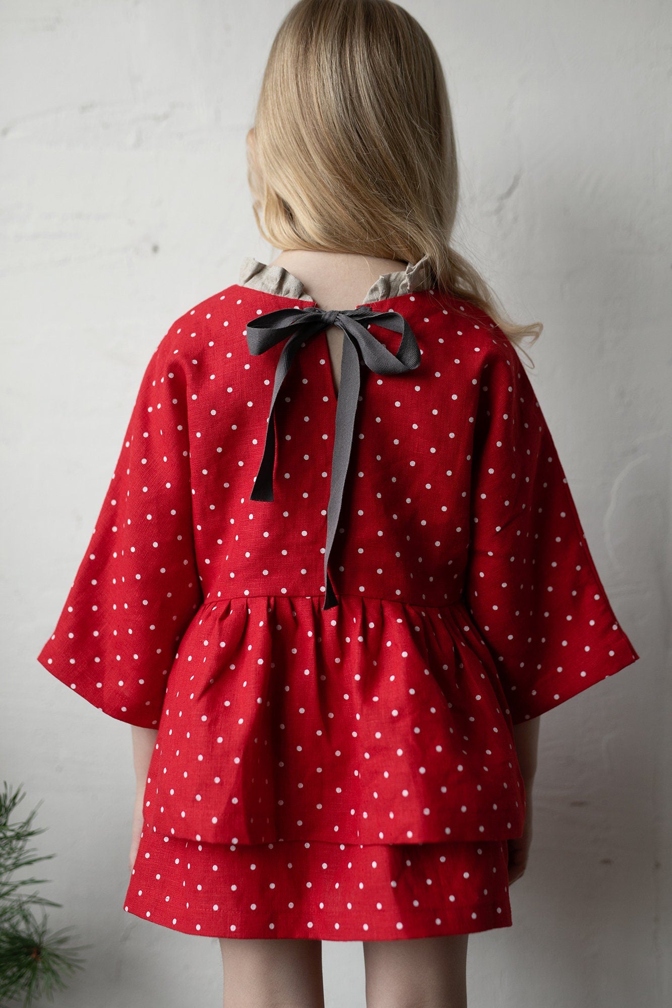 Red Polka Dot Exclusive North Linen Tunic