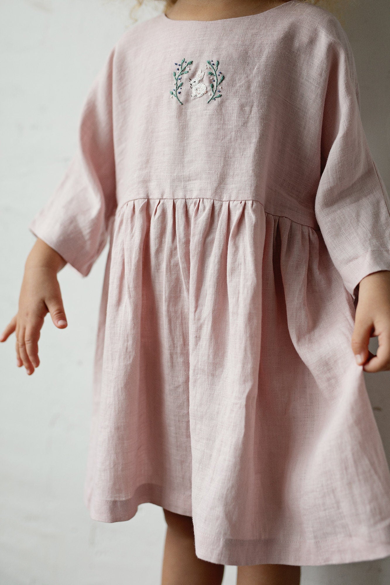 Baby Pink Tea Linen Dress
