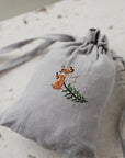 Christmas Rabbit Pouch Linen Bag