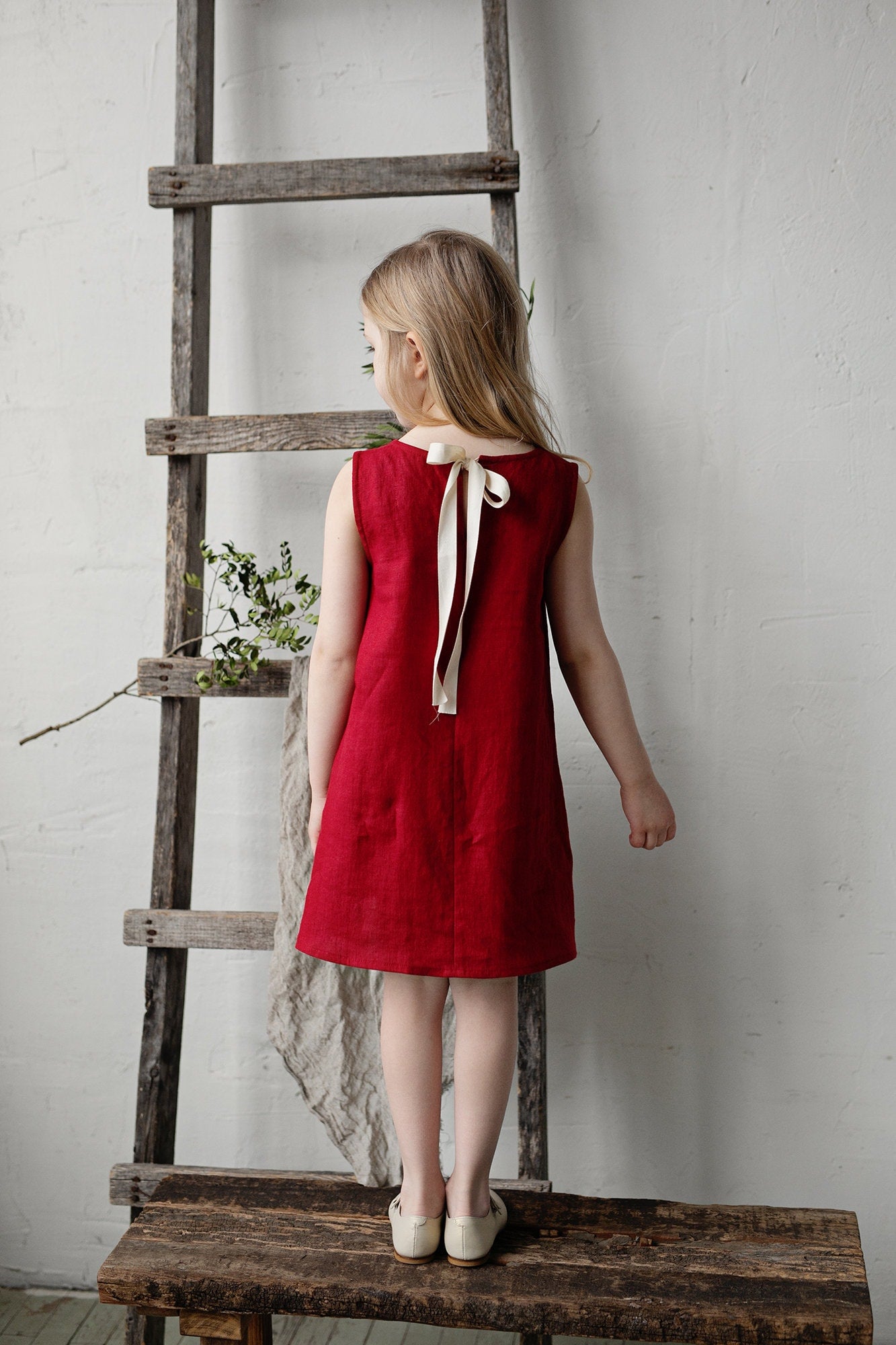 Cherry Sleeveless Linen Dress
