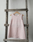 Pink Polka Dot Festive Sleeveless Linen Dress