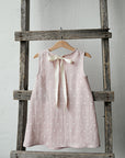 Pink Polka Dot Festive Sleeveless Linen Dress