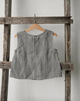 Grey Gingham Sleeveless Linen Shirt