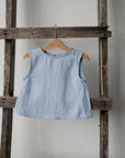 Sky Blue Sleeveless Linen Shirt