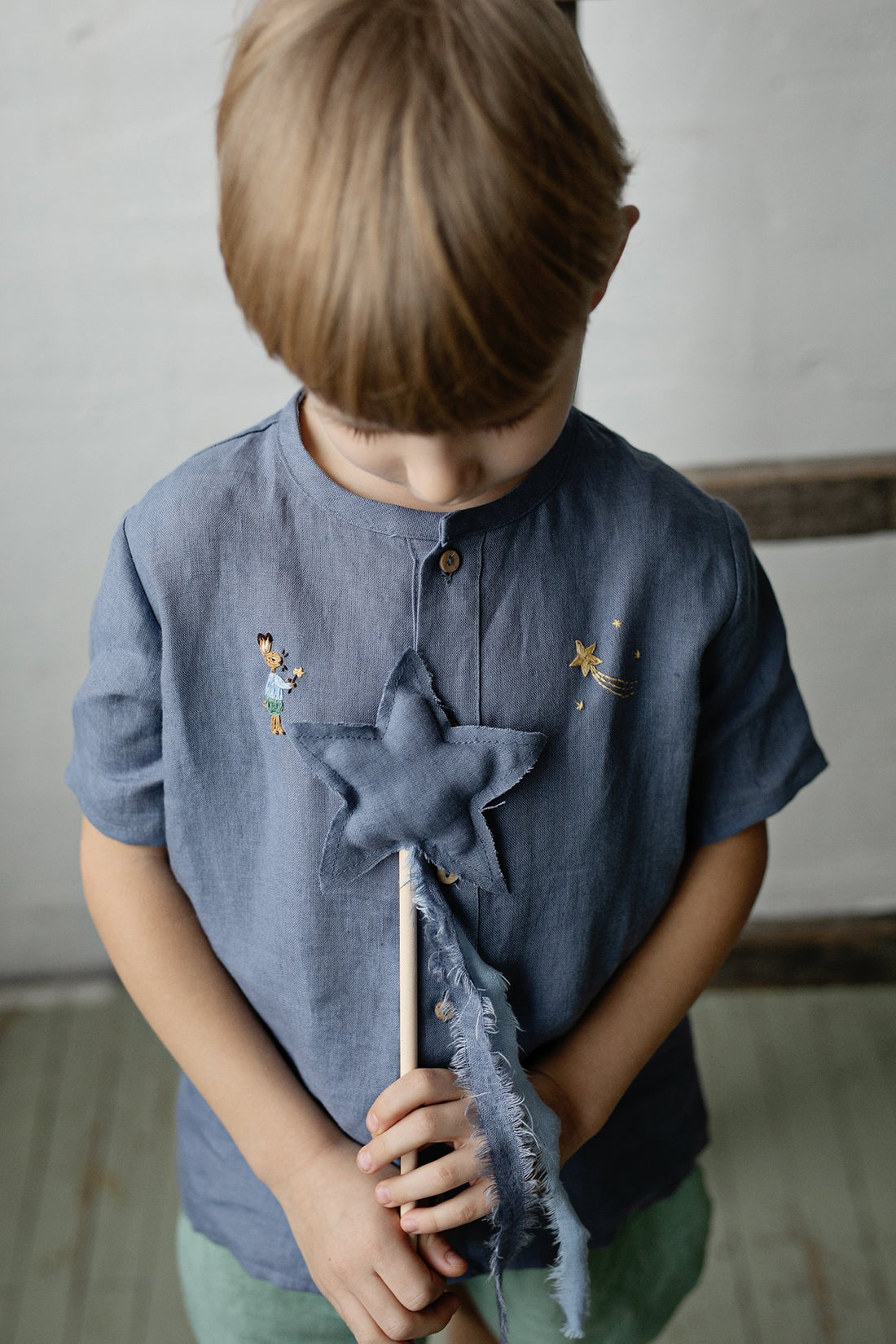 Dusty Blue Magic Wings & Wand Set