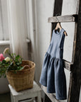 Dusty Blue Smock Linen Dress