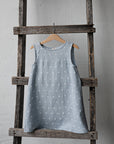 Blue Polka Dot Festive Sleeveless Linen Dress