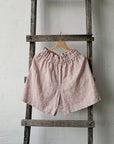 Pink Polka Dot Festive Linen Shorts