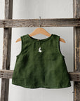 Forest Green Sleeveless Linen Shirt