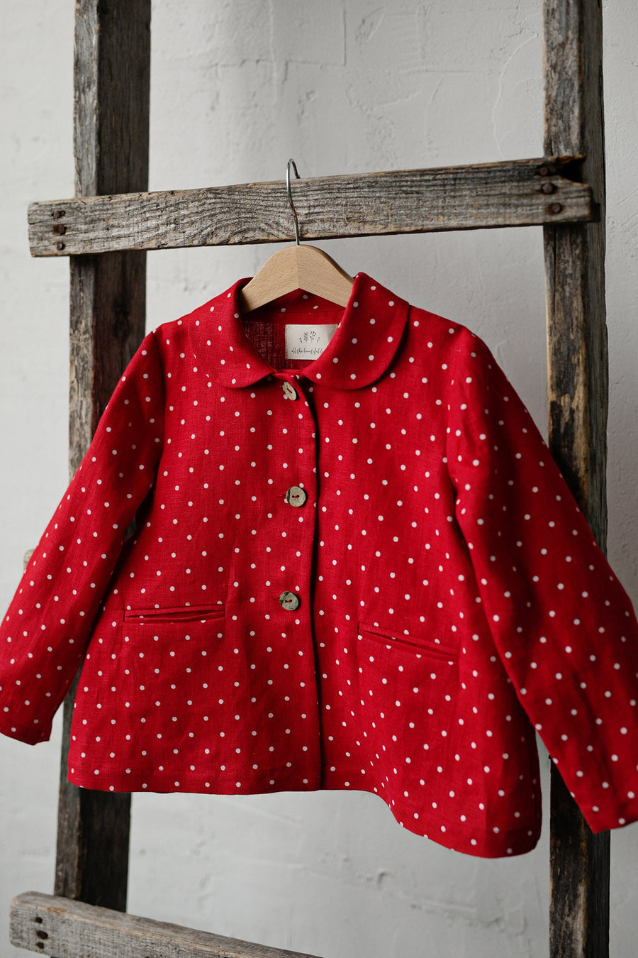 Red Polka Dot Festive Peter Pan Collar Jacket