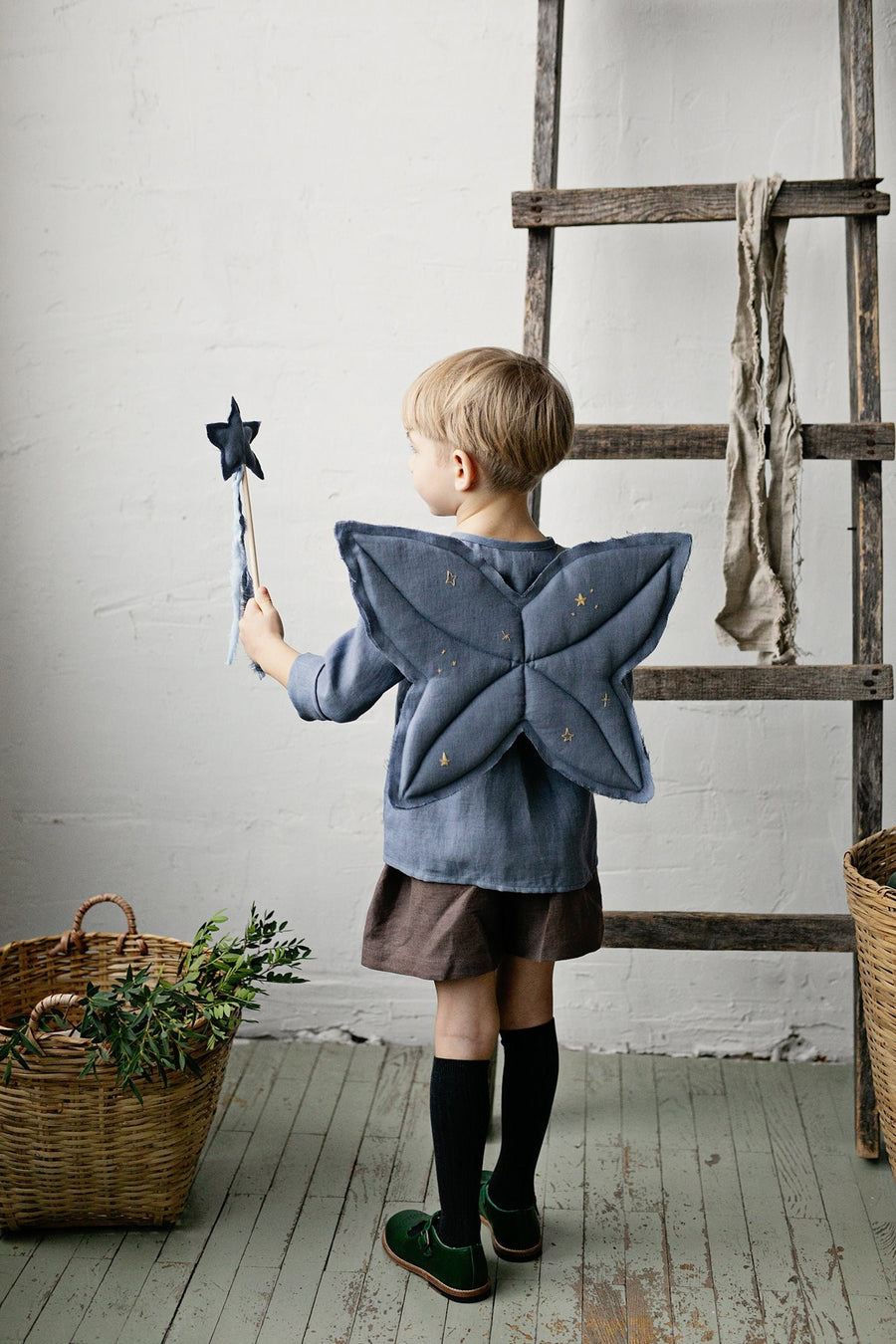 Dusty Blue Magic Wings & Wand Set