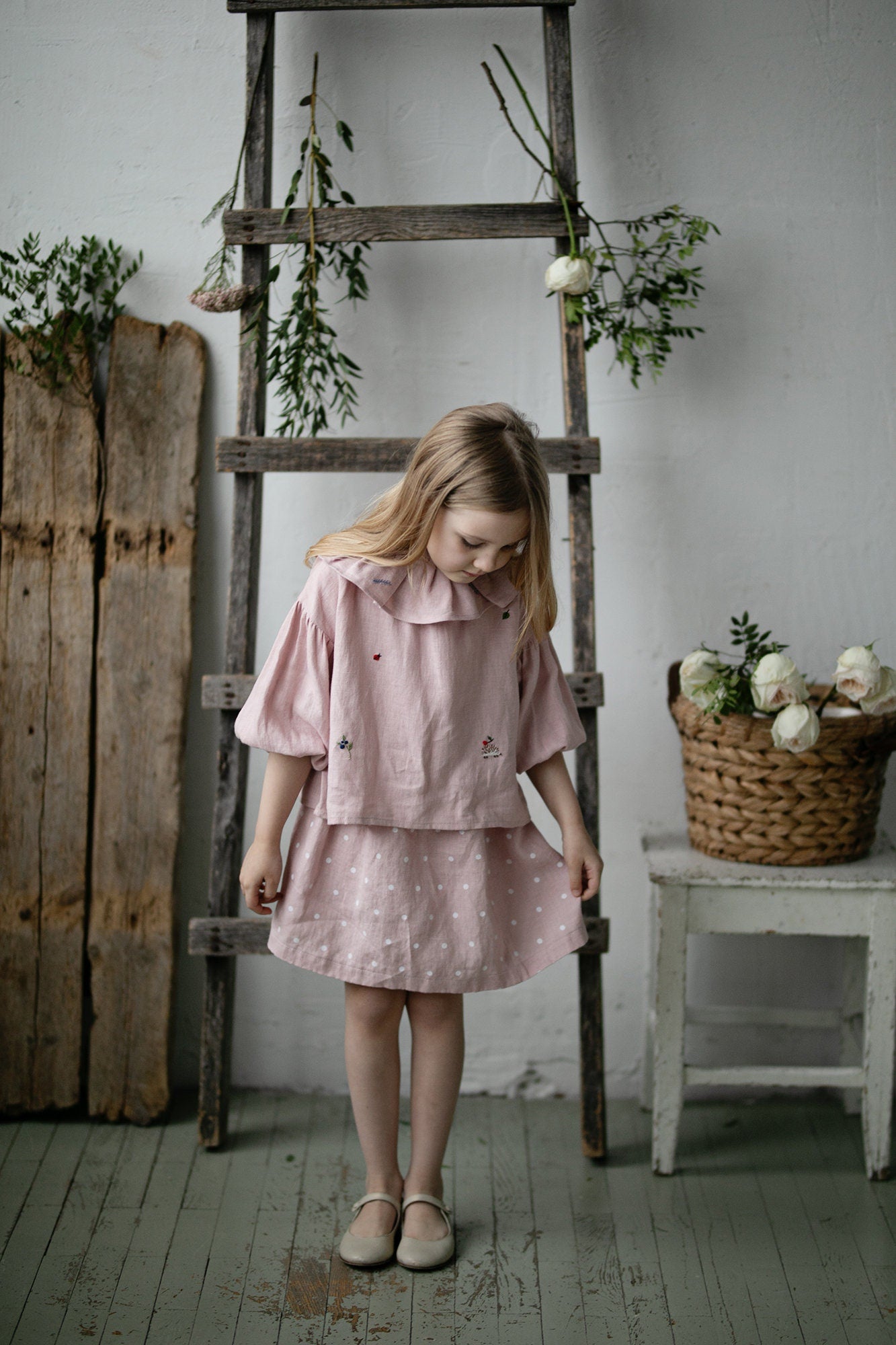 Baby Pink Exclusive Meadow Parachute Linen Tunic