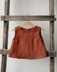 Rust Sleeveless Linen Shirt