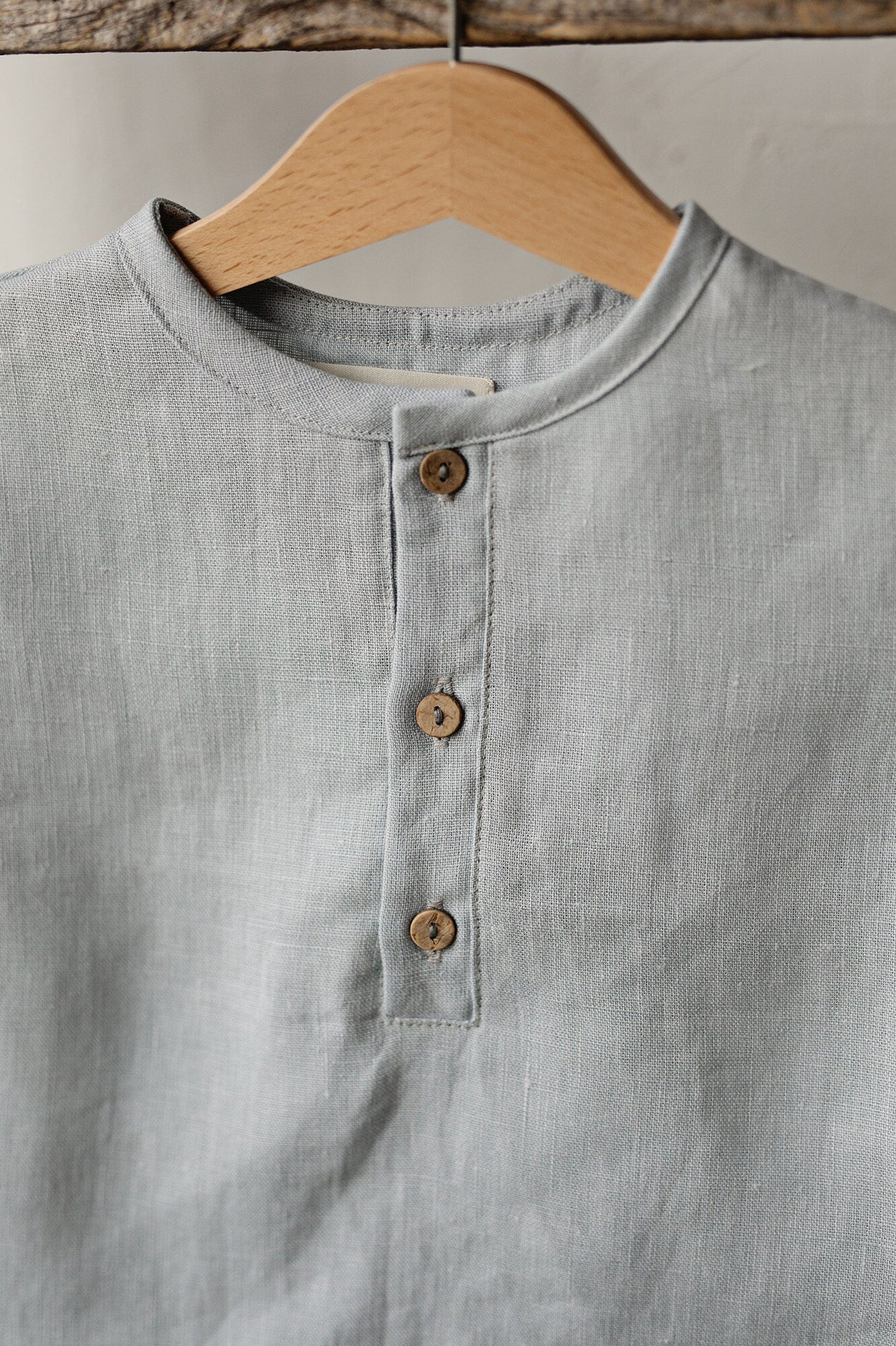 Sky Blue Short Sleeve Button Linen Shirt