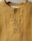 Mustard Short Sleeve Button Linen Shirt
