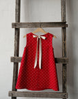 Red Polka Dot Festive Sleeveless Linen Dress