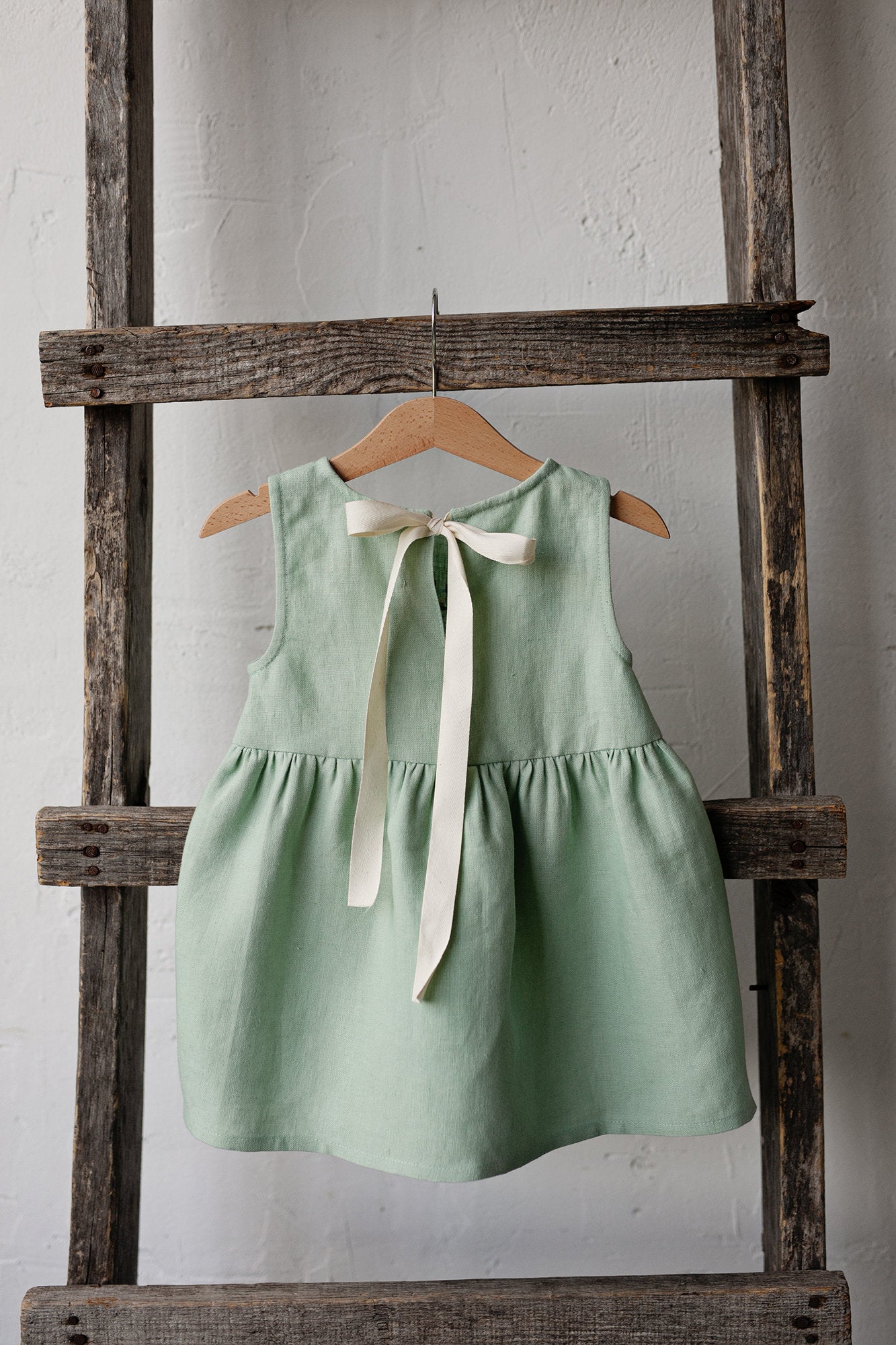 Green Tea Smock Linen Dress