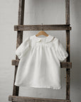 White Short Sleeve Linen Tunic Dress