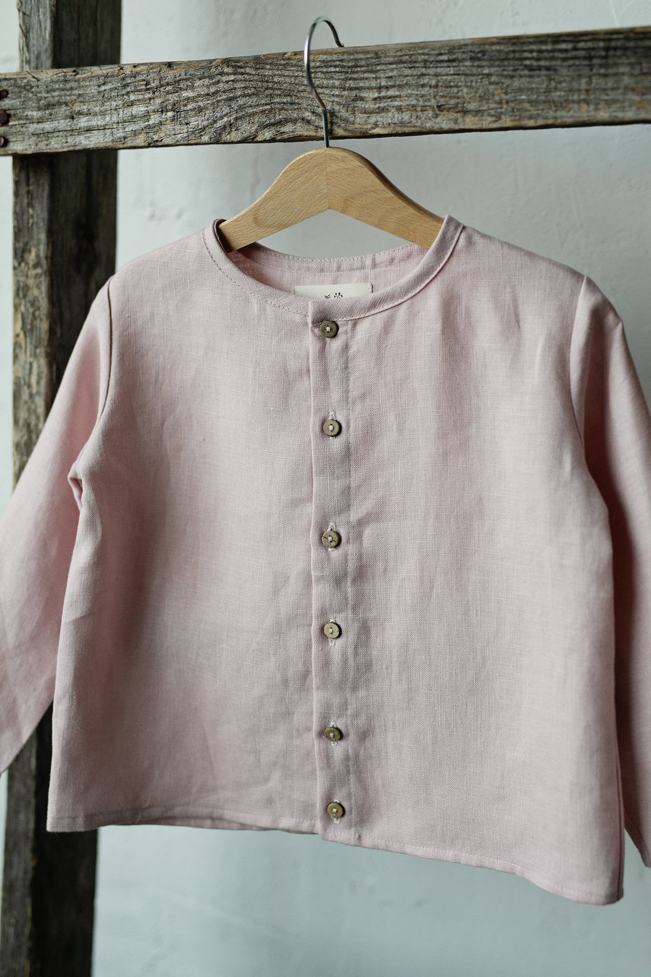Baby Pink Long Sleeve Classic Linen Shirt
