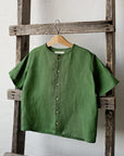 Apple Green Short Sleeve Classic Linen Shirt